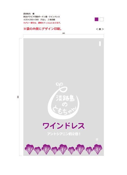 画像1: 別注印刷ボードン袋　ワインドレス　♯20×260×380 穴なし　2色　14,000枚　武田様 (1)