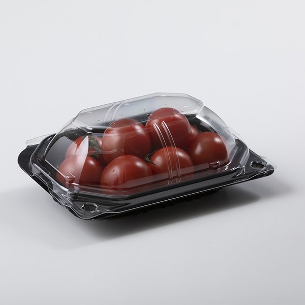 画像1: ミニトマト容器  フルーツドーム S 黒 134(110)✕101(76)✕52 1ケース1200枚入 (1)