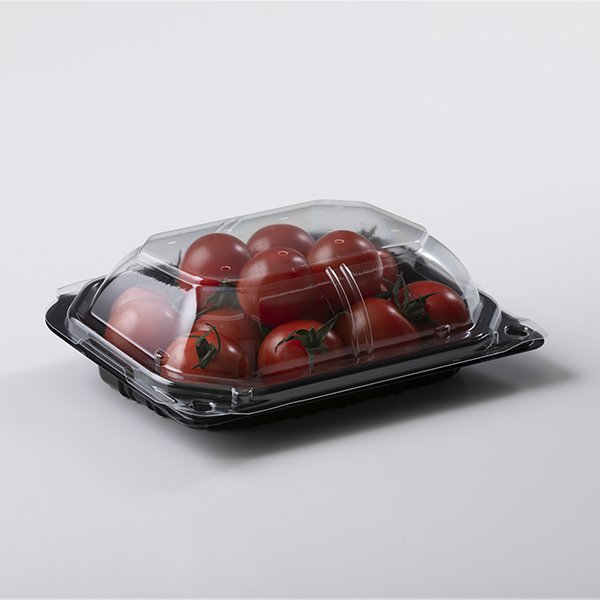 画像1: ミニトマト容器  フルーツドーム M 黒 155(130)✕120(98)✕53 1ケース800枚入 (1)